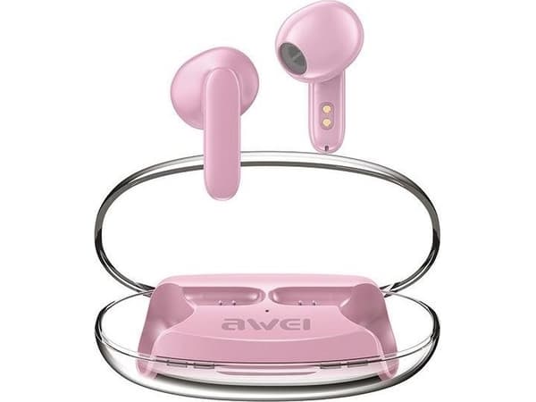 Awei hodetelefoner Bluetooth 5.3 T85 ENC TWS rosa