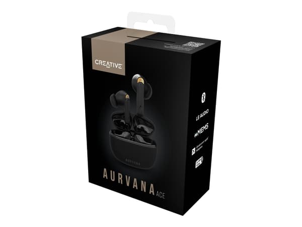 Creative Aurvana Ace - True wireless-hodetelefoner med mikrofon - i øret - Bluetooth - aktiv støydemping - svart, bøkker