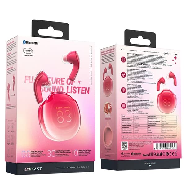 Acefast T9 Bluetooth 5.3 In-Ear Trådlösa Hörlurar - Röd