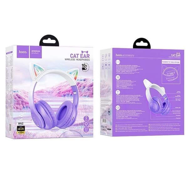 Hoco Bluetooth On-Ear Hörlurar Cat Ear - Lila Grape