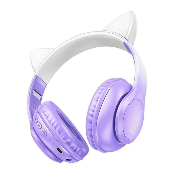 Hoco Bluetooth On-Ear Hörlurar Cat Ear - Lila Grape