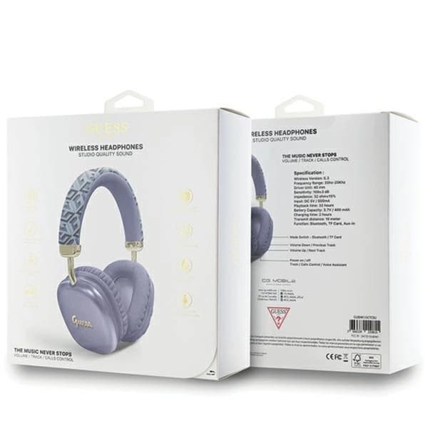 Guess On-ear Hörlurar Bluetooth GCube Metallic Script Logo - Lila