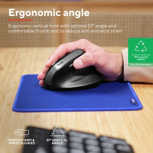 Trust Bayo II Trådlös ergonomisk mus Svart