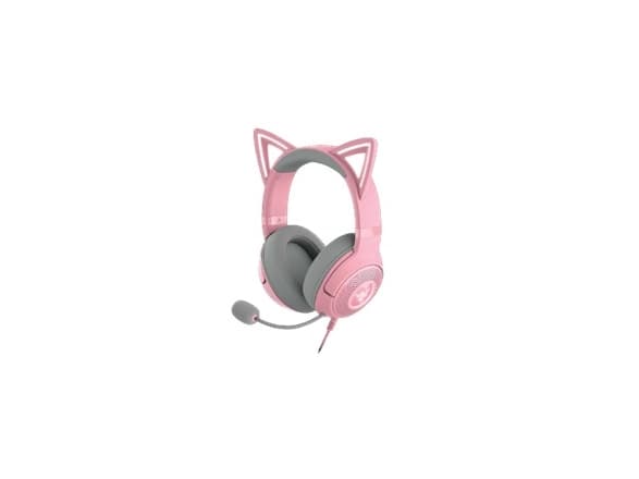 Razer Kraken Kitty V2 - Headset - fullstorlek - kabelansluten - USB-A - ljudisolerande - kvarts