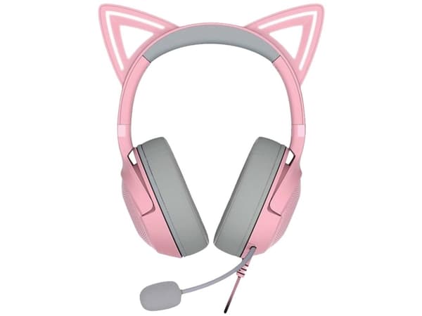 Razer Kraken Kitty V2 - Headset - fullstorlek - kabelansluten - USB-A - ljudisolerande - kvarts