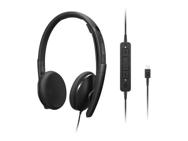 Lenovo - VoIP-handenhet - på örat - kabelansluten - USB-C - svart