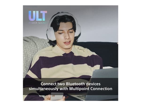 Sony WH-ULT900N - Ult Power Sound Series - hörlurar med mikrofon - fullstorlek - Bluetooth - trådlös, kabelansluten - aktiv brusradering - 3,5 mm kon