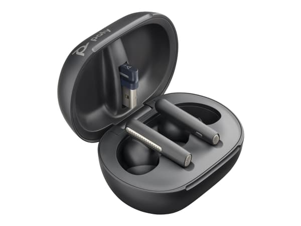 Poly Voyager Free 60+ UC - Langattomat in-ear kuulokkeet mikrofonilla - in-ear - aktiivinen melunvaimennus - USB-A Bluetooth-sovittimen kautta - hiil