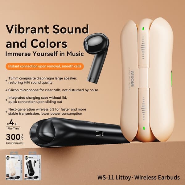 WEKOME Hörlurar Earbuds Bluetooth 5.3 Stereo Earphones - Beige