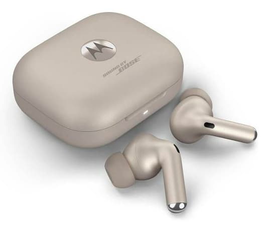 Motorola moto buds+ - True wireless-hodetelefoner med mikrofon - i øret - Bluetooth - aktiv støydemping - skoggrå