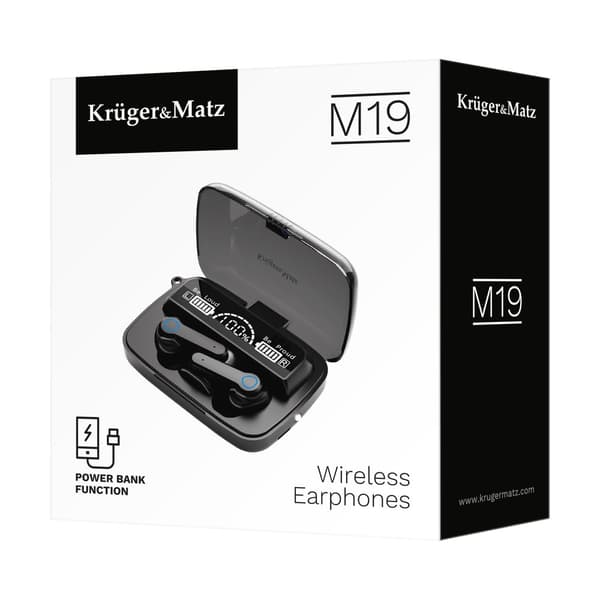Kruger & Matz M19 trådlösa in-ear-hörlurar med powerbank