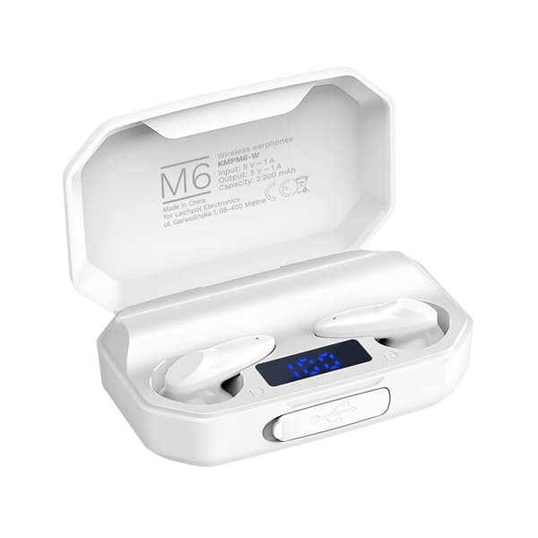 Kruger & Matz M6 langattomat in-ear kuulokkeet virtapankilla - valkoinen
