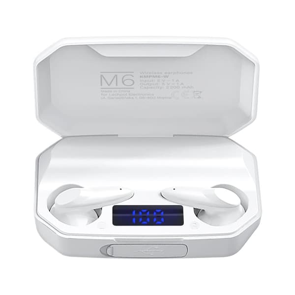 Kruger & Matz M6 langattomat in-ear kuulokkeet virtapankilla - valkoinen