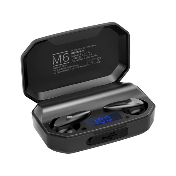 Kruger & Matz M6 trådløse in-ear høretelefoner med powerbank - sort