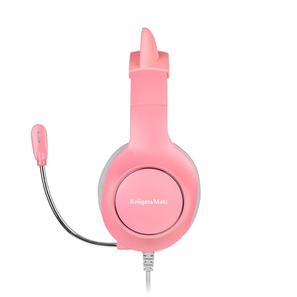 Kruger & Matz Gamer Kids on-ear pelikuulokkeet lapsille, vaaleanpunainen