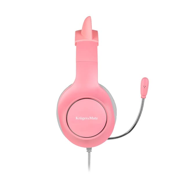 Kruger & Matz Gamer Kids on-ear pelikuulokkeet lapsille, vaaleanpunainen