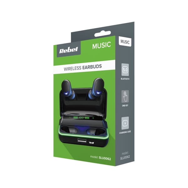 Rebel SN-E10 trådlösa in-ear-hörlurar med powerbank