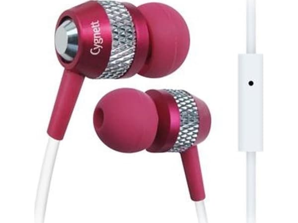 Cygnett Atomic II, Headset, I öra, Rosa, Silver, Binaural, iPad 2 iPhone iPod MP3, Kabel