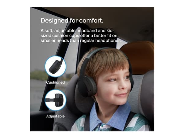Belkin SoundForm Mini - Hodetelefoner med mikrofon - on-ear - Bluetooth - trådløs, kablet - 3,5 mm jakk - svart