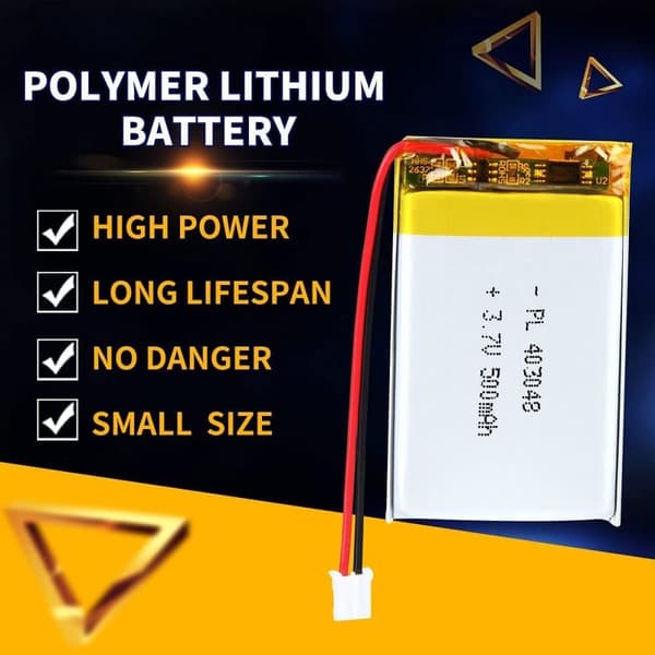 Yunique - Litiumbatteri 3.7V 500mAh Modell 403048 | Med skyddskrets | Uppladdningsbar, kompatibel med Bluetooth-hörlurar och TWS-hörlurar
