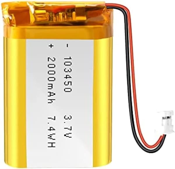Yunique - litiumakku 3.7V 2000mAh malli 103450 | Suojapiirin kanssa | Ladattava, yhteensopiva Bluetooth- ja TWS-kuulokkeiden kanssa
