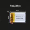 Pikkukuva 4 / 4: Yunique - litiumakku 3.7V 250mAh malli 502030 | Suojapiirin kanssa | Ladattava, yhteensopiva Bluetooth- ja TWS-kuulokkeiden kanssa
