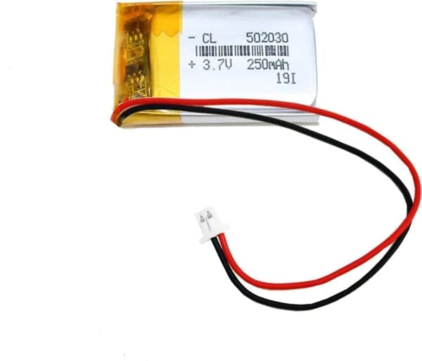 Yunique - Litiumbatteri 3.7V 250mAh Modell 502030 | Med skyddskrets | Uppladdningsbar, kompatibel med Bluetooth-hörlurar och TWS-hörlurar