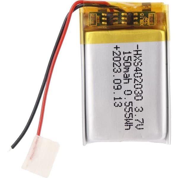 Yunique - Lithium batteri 3.7V 150mAh model 402030 | Med beskyttelseskredsløb | Genopladelig, kompatibel med Bluetooth- og TWS-øretelefoner
