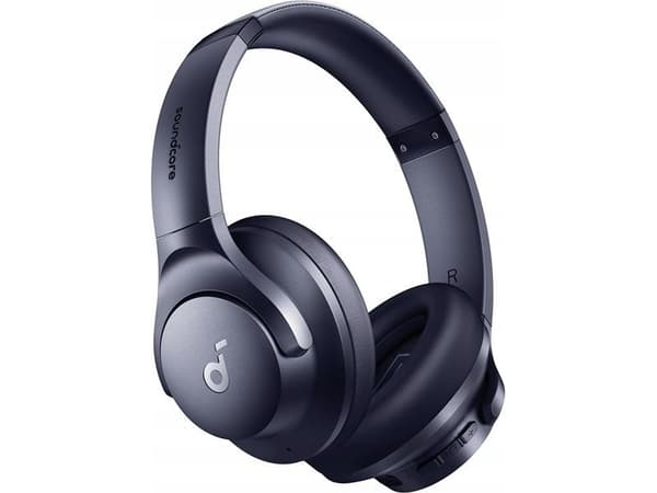 Soundcore Q20i - Hodetelefoner med mikrofon - full størrelse - Bluetooth - trådløs, kablet - aktiv støydemping - 3,5 mm jakk - marineblå