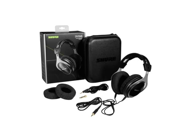 Shure SRH1540, Koblet med ledninger (ikke trådløs), Musikk, 5 - 25000 Hz, 286 g, Hodesett, Sort, Sølv
