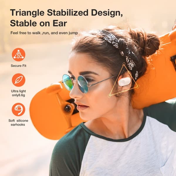 Avoimet korvakuulokkeet bluetooth-kuulokkeet 16,2 mm basso 50 h pitkä akunkesto ENC HD -puhelut Comfort Wear korvakoukut Kuulokkeet, oranssi