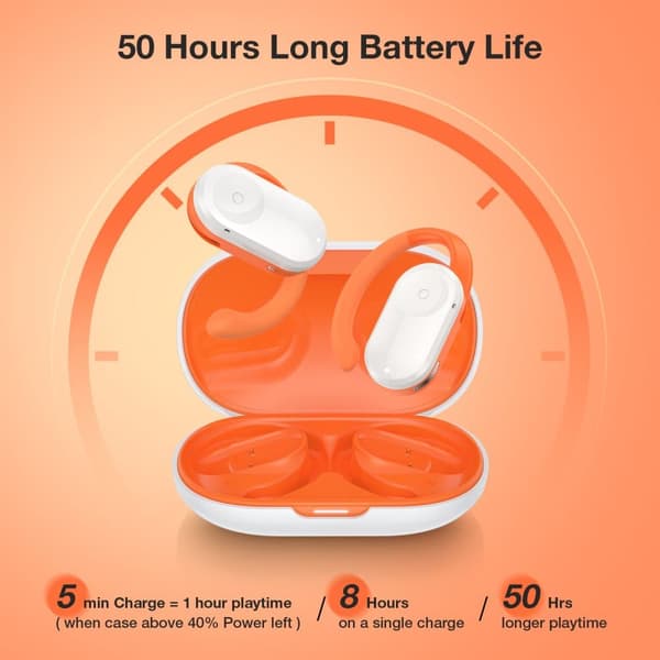 Avoimet korvakuulokkeet bluetooth-kuulokkeet 16,2 mm basso 50 h pitkä akunkesto ENC HD -puhelut Comfort Wear korvakoukut Kuulokkeet, oranssi
