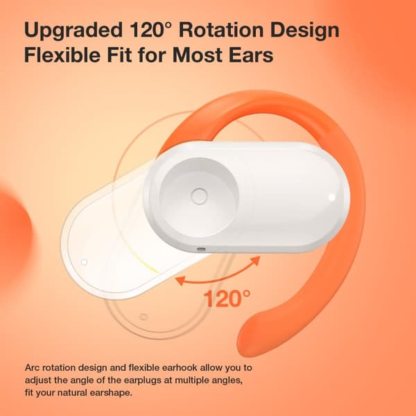 Avoimet korvakuulokkeet bluetooth-kuulokkeet 16,2 mm basso 50 h pitkä akunkesto ENC HD -puhelut Comfort Wear korvakoukut Kuulokkeet, oranssi