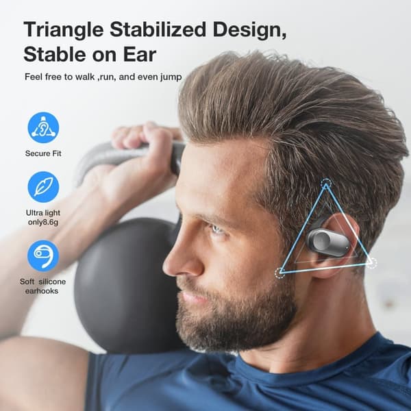 Öppna öra hörlurar bluetooth hörlurar 16,2 mm bas 50h lång batteritid ENC HD-samtal Comfort Wear hörlurar hörlurar, svart