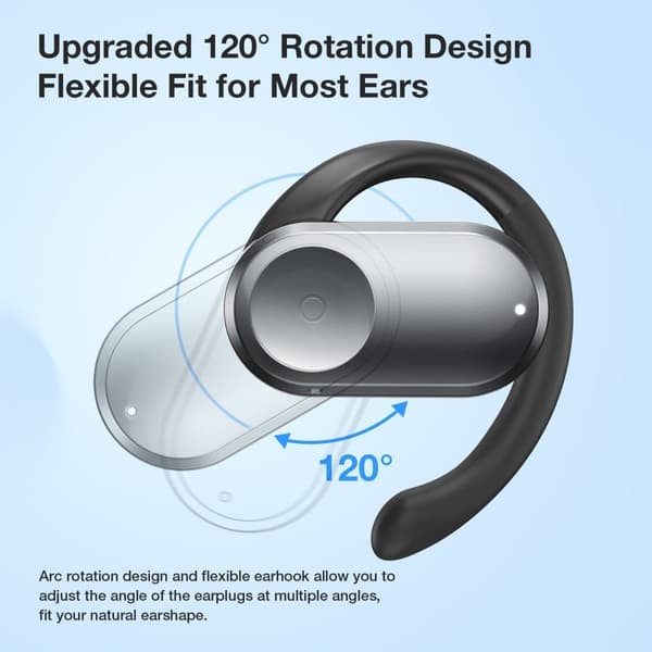 Öppna öra hörlurar bluetooth hörlurar 16,2 mm bas 50h lång batteritid ENC HD-samtal Comfort Wear hörlurar hörlurar, svart