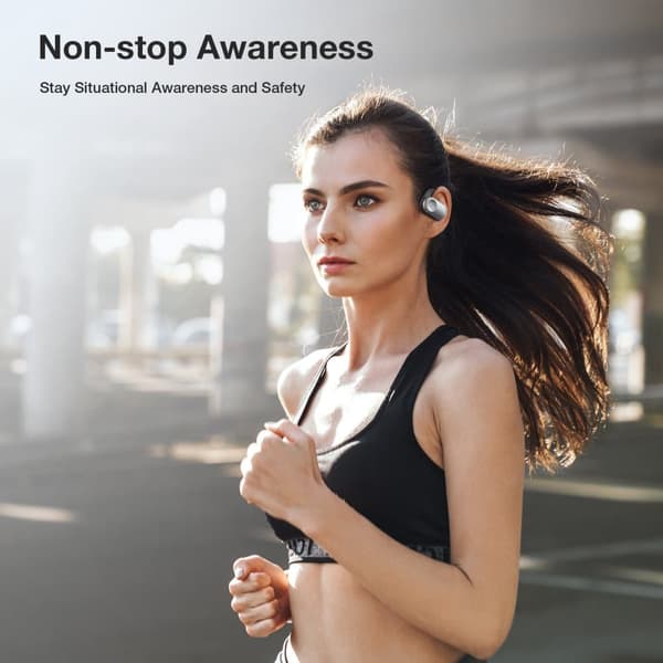 Öppna öra hörlurar bluetooth hörlurar 16,2 mm bas 50h lång batteritid ENC HD-samtal Comfort Wear hörlurar hörlurar, svart