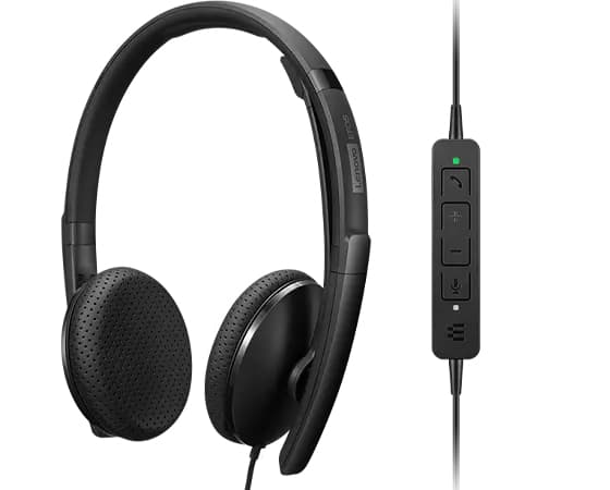 Lenovo - Hodesett - on-ear - kablet - USB-C - svart - Zoom Certified