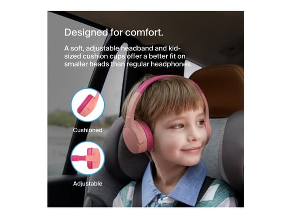 Belkin SoundForm Mini - Kuulokkeet mikrofonilla. - korvassa - Bluetooth - langaton, langallinen - 3,5 mm jakki - pinkki