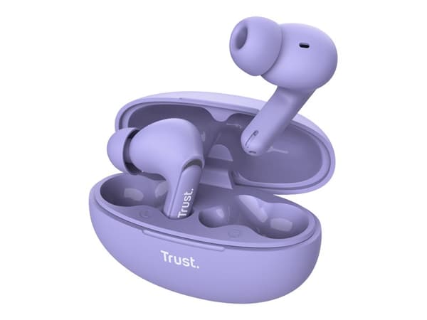 Trust Yavi - True wireless-hodetelefoner med mikrofon - i øret - Bluetooth - purpur