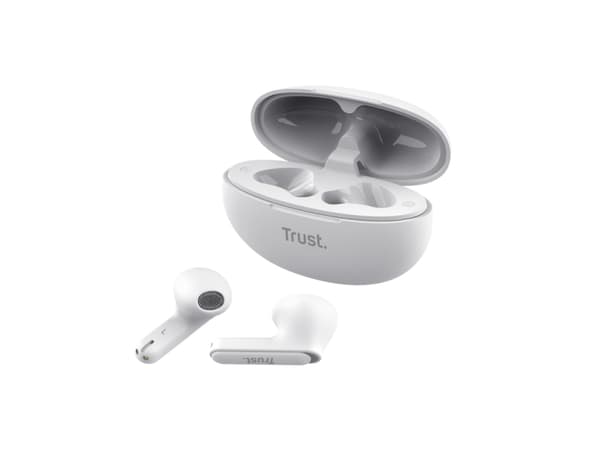 Trust Yavi - True wireless-hodetelefoner med mikrofon - i øret - Bluetooth - hvit