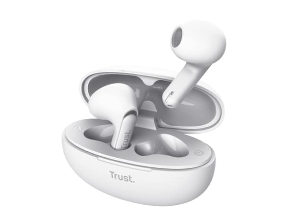 Trust Yavi - True wireless-hodetelefoner med mikrofon - i øret - Bluetooth - hvit