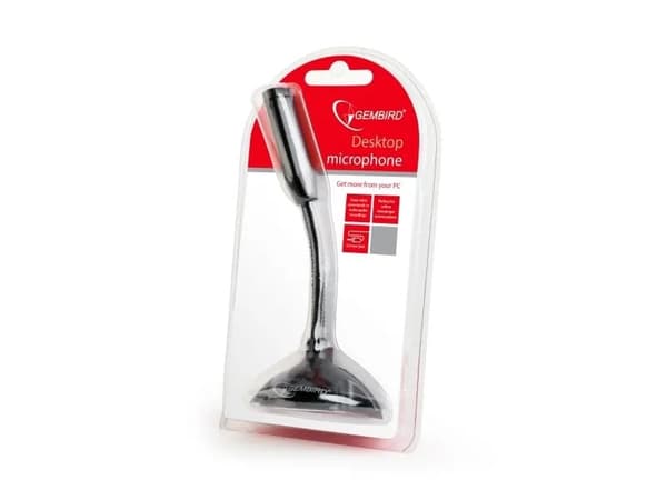 Gembird *Desktop microphone black, Mikrofon till PC, -62 dB, 100 - 16000 hz, 2,2 O, Rundtagande, Kabel
