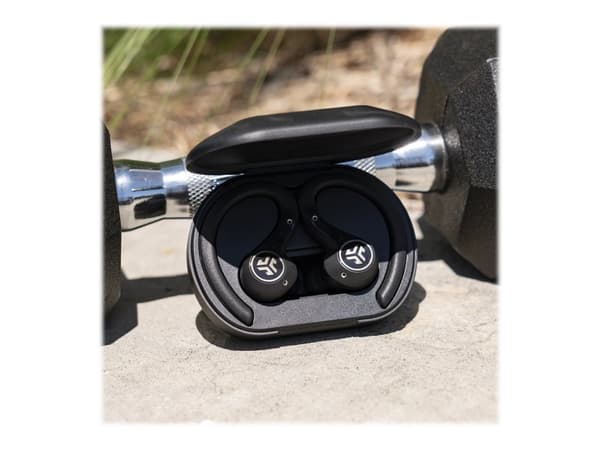 JLab Audio Epic Air Sport ANC - True wireless-hodetelefoner med mikrofon - i øret - over-øret-montering - Bluetooth - aktiv støydemping - svart