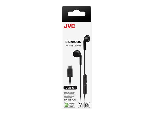 JVC HA-FR17UC - Hörlurar med mikrofon - inuti örat - kabelansluten - USB-C - svart