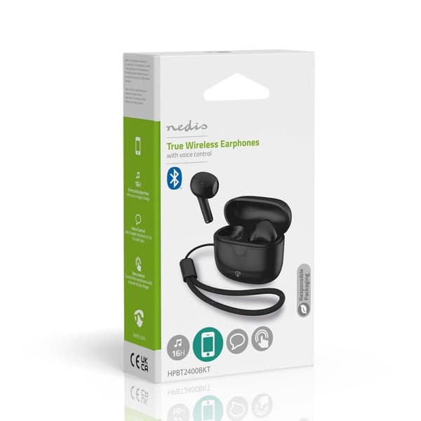 Nedis Fullt Trådløse hodetelefoner | Bluetooth® | Maksimal batteritid: 16 timer | Touch kontroll | Ladeboks | Trådløs ladeetui | Innebygd mikrofon | S