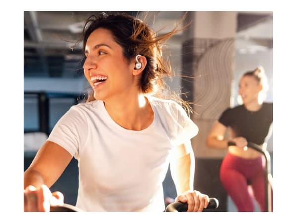Soundcore Sport X20 - True wireless-hodetelefoner med mikrofon - i øret - over-øret-montering - Bluetooth - aktiv støydemping - hvit