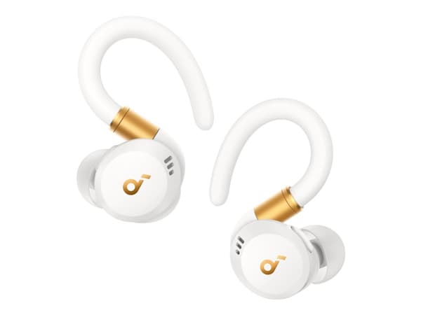 Soundcore Sport X20 - True wireless-hörlurar med mikrofon - inuti örat - montering över örat - Bluetooth - aktiv brusradering - vit