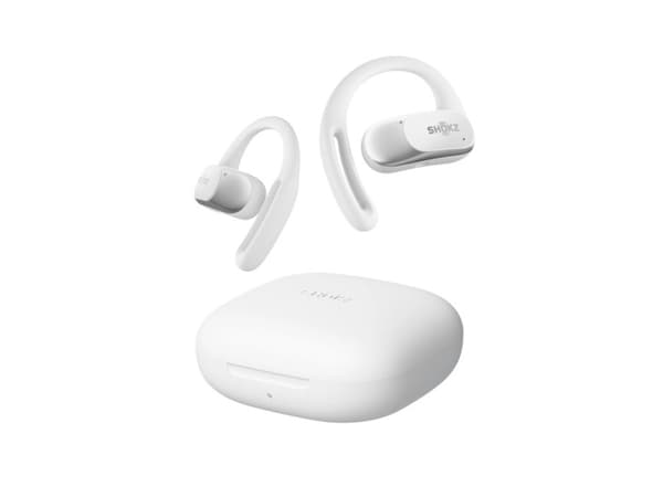 SHOKZ OpenFit Air, valkoinen Kuulokkeet Langattomat korvakoukut Puhelut/Musiikki/Urheilu/Arki Bluetooth Valkoinen