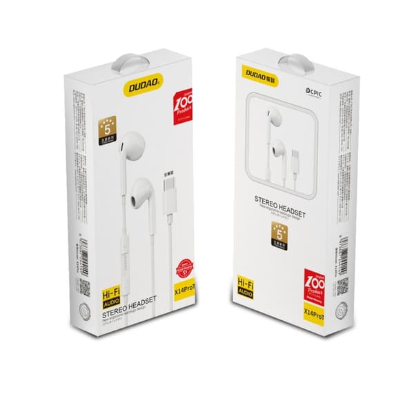 Dudao X14ProT In-Ear Hörlurar USB-C 1.2m – Vit