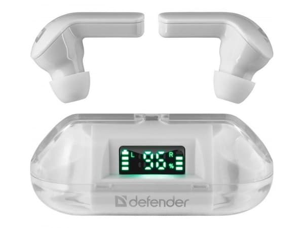 Defender TWINS 916 trådløse Bluetooth-hodetelefoner med mikrofon, hvit
